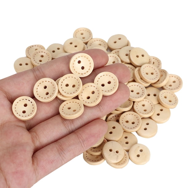 Lot De 50 Boutons En Bois Faits Main – 15 Mm, 2 Trous, Formes Variées