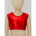 thumbnail image 3 of Haitryli Kids Girls Fashion Hip Hop Dance Outfits Costume Shiny Metallic Sleeveless Crop Top with Pants Red 7-8, 3 of 6