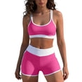 thumbnail image 6 of VBVC Women's 3 Piece High Waisted Tankini Set , Athletic Modest Bathing Suit For Women , Ladies' Color Block Workout Swimwear with Pockets,Hot Pink,S-2XL, 6 of 8