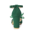thumbnail image 2 of BLISSFUL STEP Women's Bow Knot Pointed Toe Block Heel Pumps Green 6.5, 2 of 7
