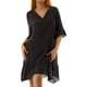 thumbnail image 4 of SAYOO Vestido de Mujer, Cuello en V, Sólido, con Volantes, Suelto, de Verano, Casual, Vestido de Playa SAYOO Sexy, 4 of 9