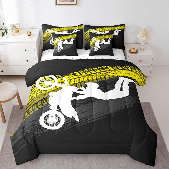 YST 7-Piece Dirt Bike Comforter Set, Polyester, Full Size, 7 Count