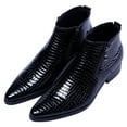 thumbnail image 6 of Santimon Men Crocodile Pattern Leather Boots Fashion Ankle Boots Casual Chukka Boots Black 10.5 US, 6 of 7