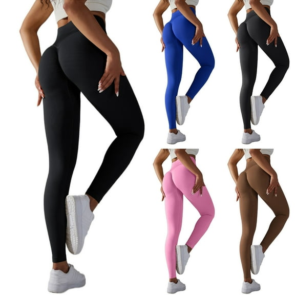GEWSEY Scrunch Butt Lifting Leggings for Women Seamless Gym Workout Leggings Soft High Waist Tummy Control Yoga Pants (Coffee, S)