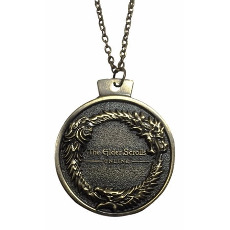 Elder Scrolls Dragon Bronze Color Metal Pendant Necklace