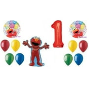 ELMO Sesame Street (12) #1 1st First Birthday Party Mylar & Latex Balloons Set