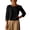 17# Black, variant on Cropped Linen Tops for Women Rolled 3/4 Sleeve Round Neck Smocked Loose Casual Shirts Lightweight Linen Basic Blouses Red L