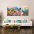 thumbnail image 4 of Colorful Watercolor Mountain Canvas Wall Art Set of 3 Boho Flower Picture Wall Decor Abstract Nature Landscape Artwork Paintings Posters Print for Living Room Bedroom Office 16x12In d, 4 of 7