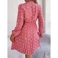 thumbnail image 2 of Women's Polka Dot Tie Neck Pleated Dress in Polyester Fabric with Sheer Front and Opaque Back for Everyday Wear, 2 of 22
