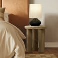 thumbnail image 4 of LuxenHome Oak Finish Manufactured Wood Round Side Table with 3 Pillar Legs, 4 of 9