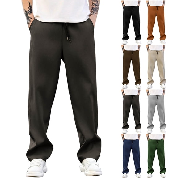 Straight Leg Pants for Men Cargo Pants with Drawstring At The Waist Large Pockets Prom Night Formal
