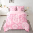 thumbnail image 2 of Manfei Bohemian Paisley Bedding Comforter Set 7-Piece, Hippie Mandala Full Bedding Set, Pink Fitted Sheet Flat Sheet, Microfiber Bedroom Decor, 2 of 8