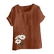 thumbnail image 4 of Vestidos Casuales Para Mujer, Blusas De Mujer De Moda Blusa informal de lino con botones y manga corta estampada para mujer, 4 of 4