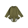 thumbnail image 2 of Kids Girls One Piece Swimsuits Little Girls Long Sleeve Zipper Solid Romper Rash Guards Beach Bathing Wear 1-5T, 2 of 7