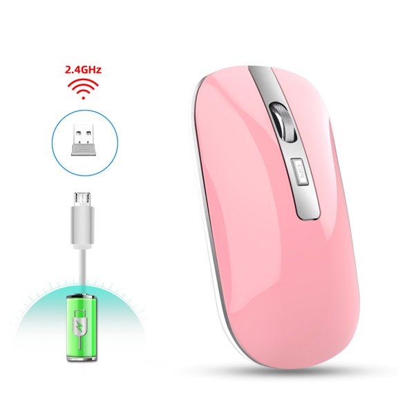 M30 rechargeable wireless mouse metal wheel mute 2.4G office mouse 500mA built-in battery Pink