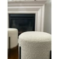 thumbnail image 4 of Pouf Ottoman Rond en Tissu Blanc Bouclé avec Cadre en Métal Noir, 4 of 8