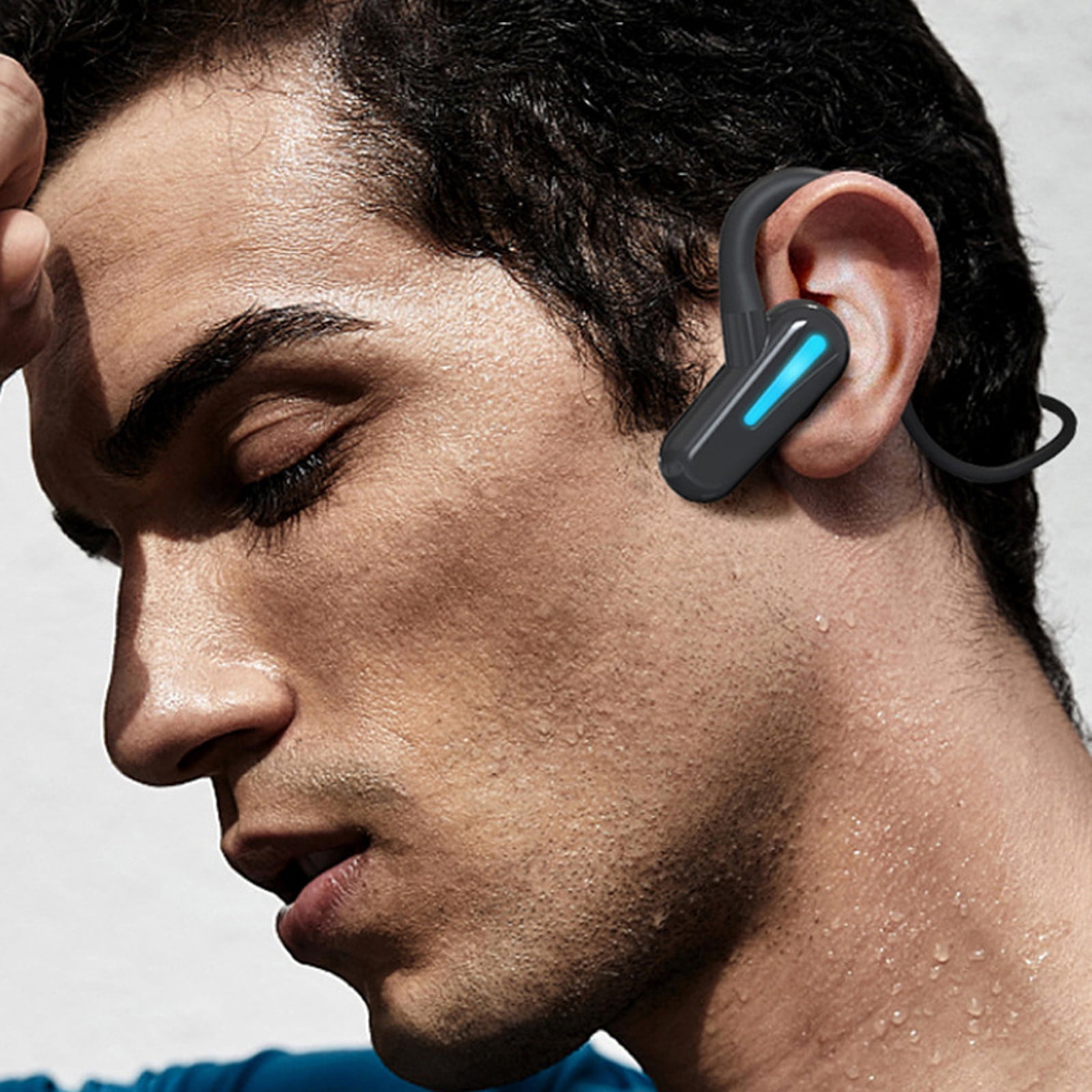 Open Ear Headphones, Bluetooth 5.3 Air Conduction Headphones with Mic Wireless Premium Stereo Sound Earbuds with 40H Playtime & Digital Display, IPX6 Earbuds for Running Fitness(Black)
