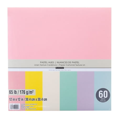 UPC: 0191518090093 | Pastel Hues 12  x 12  Linen Texture Cardstock by Recollections™  60 Sheets