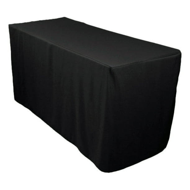 4 ft. Fitted Polyester Tablecloth Black - Walmart.com - Walmart.com