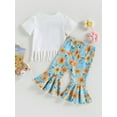 thumbnail image 4 of Bagilaanoe 2pcs Toddler Baby Girl Long Pants Set Print Tassels T-Shirts Tops + Floral Flare Trousers 6M 12M 18M 24M 3T 4T Kids Casual Outfits, 4 of 9