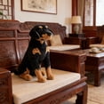 thumbnail image 6 of Realistic Rottweiler Puppy Stuffed Animal - 31cm/12.2in Lifelike Sitting Plush Dog Toy, Huggable Comfort Doll for Kids, Soft and Safe (Black & Brown), 6 of 7