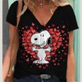 thumbnail image 3 of Camisetas estéticas con cuello en V para mujer, camisetas con estampado gráfico de Snoopy de MINISO, camisetas de manga corta Harajuku Y2k, ropa femenina, top lindo, 3 of 5