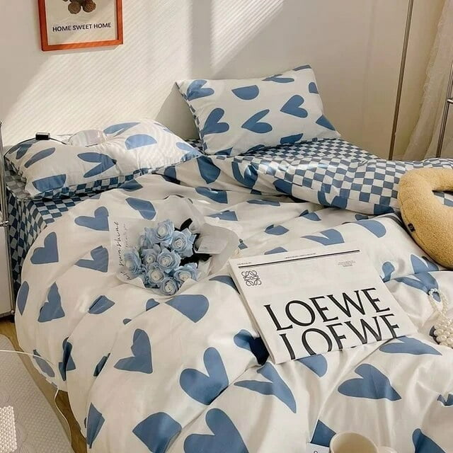 Ensembles de Literie Simples à Cerises Rouges Housse de Couette à Fleurs Nordiques Taille Simple Double Linge de Lit Housse de Couette pour Filles Adultes Déco Textile de Maison