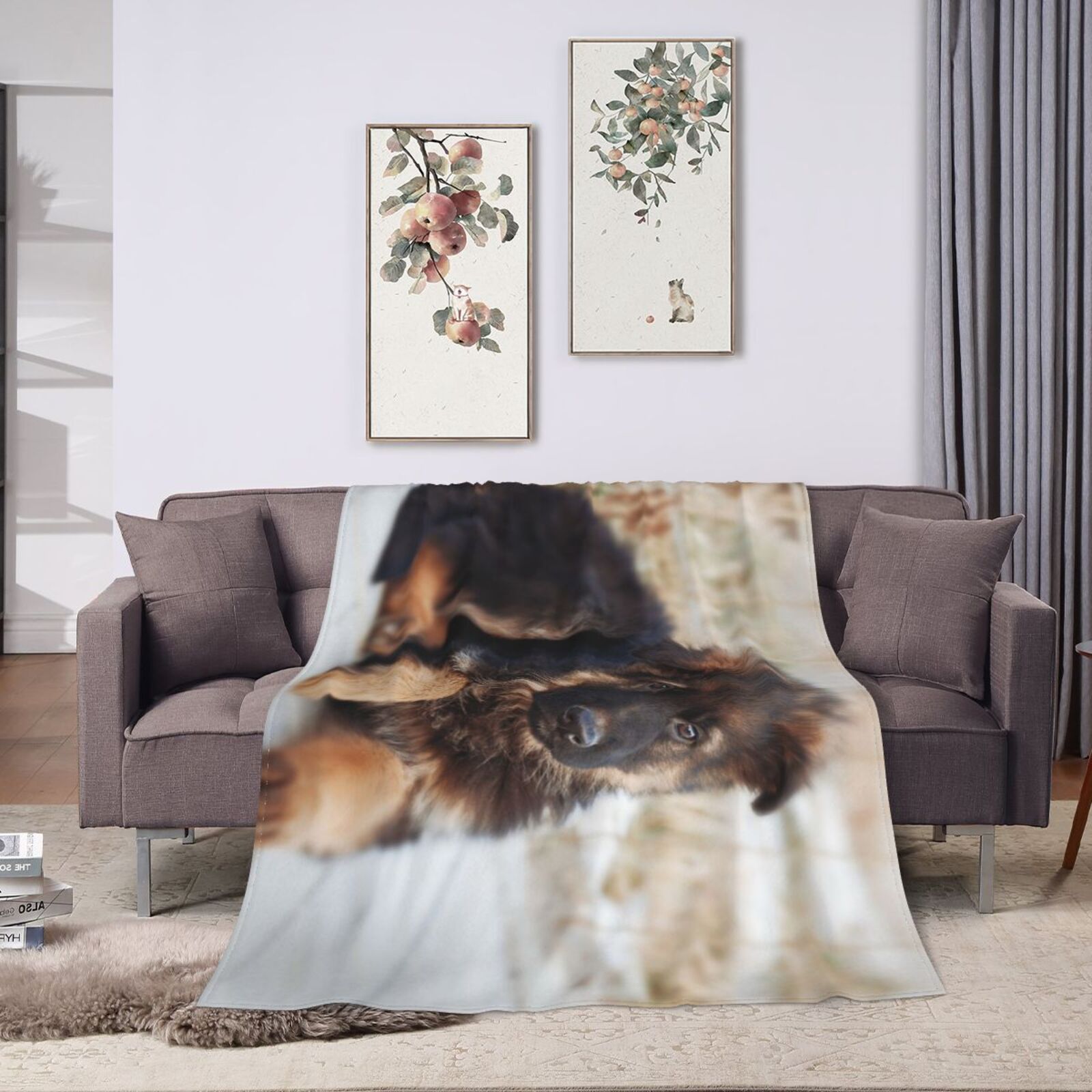 Wijzvio German Shepherd Dog Throw Blanket Soft Fuzzy Fleece Blanket For Couch Bed Living Room Decoration 60"X50"