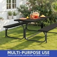 thumbnail image 3 of ModFusion Multi-Purpose 6ft Outdoor Picnic Table Set with Black Wood Grain HDPE Tabletop, Detachable Design & Heavy-Duty Iron Legs, Weather-Resistant, 3 of 8