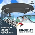 thumbnail image 3 of KNOX Universal 4 Bow Bimini Tops for Boats with Mesh Sidewalls, 600D Marine Canvas, Sun Shade Boat Canopy Kit, Bimini Top Hardware, Frame, Support Poles, Storage Boot, 61-66"W, Charcoal Gray, 3 of 7