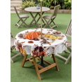 thumbnail image 3 of Outdoor Tablecloth with Umbrella Hole and Zipper, Orange Yellow Fall Round Table Cloth 54 Inch Waterproof Tablecloth, Pumpkins Botanical Thanksgiving Picnic Table Cover for Patio Camping, 3 of 7