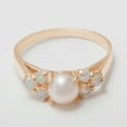 thumbnail image 4 of LBG British Made 14k Rose Gold Cultured Pearl & Opal Womens Cluster Ring - 33 size options - Size 5, 4 of 6