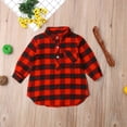 thumbnail image 3 of Toddler Baby Boys Girls Flannel Long Sleeve Red Plaid Shirt Tops Spring Winter Coat for Kids Christmas Clothes Outfits, 3 of 7