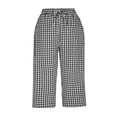 thumbnail image 4 of JoveMarine Women's Plaid Capris - Fashion Tartan Print Elastic Waistband with Pockets Loose Casual Cropped Pants for Daily Work, Comfy,Black L, 4 of 7