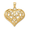thumbnail image 7 of 14k Yellow Gold Solid Polished 3D Filigree Heart Charm Pendant, 7 of 7