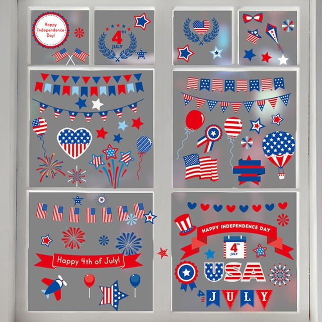 Ventana De Muñeca Sin Rostro, Pegatinas De Ventana De Gnomo Del Día De La Independencia, Suministros De Decoración Para Fiestas Para Ventana De Cristal De Espejo Kearding HA040766-01