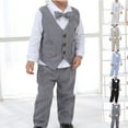thumbnail image 5 of Odeerbi 6M-10Y Toddler Boys Striped Cotton Gentleman Formal Dress Suit Children Long Sleeves Bow Dress Shirt Suit Pants Waistcoat Three Piece Set Toddler Boys Clothes, 5 of 5