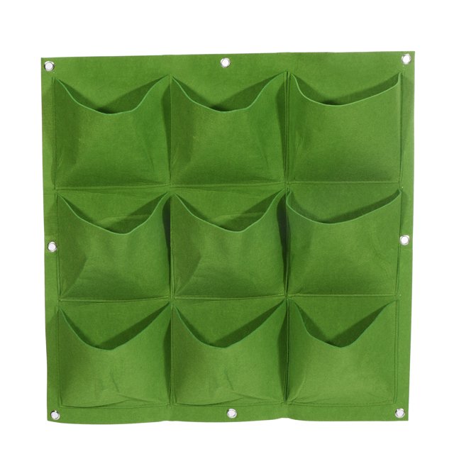 Vertical Colgante Cultivo Bolsa con 9 Bolsillos, Pared Montaje Fieltro Tela Maceta Bolsa Planta Contenedor para Jardín Hogar Decoración, Verde
