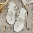 thumbnail image 6 of Dakaela Flat Sandals for Women Bow T Strap Flip Flops Rhinestone Open Toe Walking Slip on Shoes White 7.5, 6 of 8