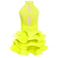 thumbnail image 4 of TiaoBug Big Girls Rhinestones Latin Jazz Dance Dress Salsa Rumba Cha-cha Dancer Ruffle Tutu Skirt Leotard Fluorescent Yellow 8, 4 of 5