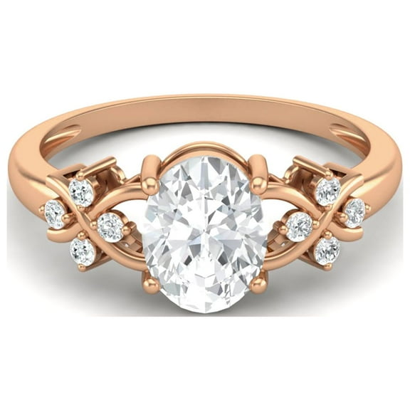 Mooneye 1.70 Ct Oval Moissanite Diamond 925 Sterling Silver Rose Vermeil Solitaire Women Gifts Ring