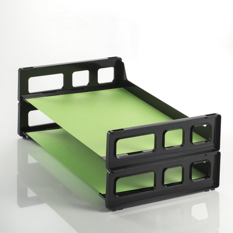 OfficeMate Side Load Letter Tray, Black 2-Pack photo 2