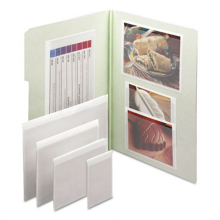Self-Adhesive Poly Pockets, Top Load, 4.06 x 3, Clear, 100/Box Self-Adhesive Poly Pockets, Top Load, 4.06 x 3, Clear, 100/Box