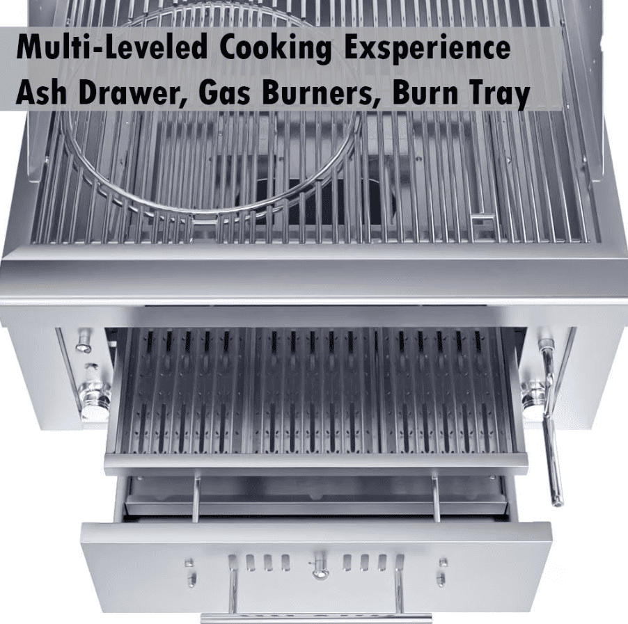 Sunstone Series 30 Inch Propane Burners Hybrid Single Zone Charcoal/Wood Burning W/Infrared Burner Grill