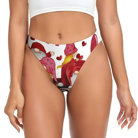 Qokaie Truck With Gnomes Printed Women s Cotton Thong Underwear  Sexy Breathable Panties G-string-Medium