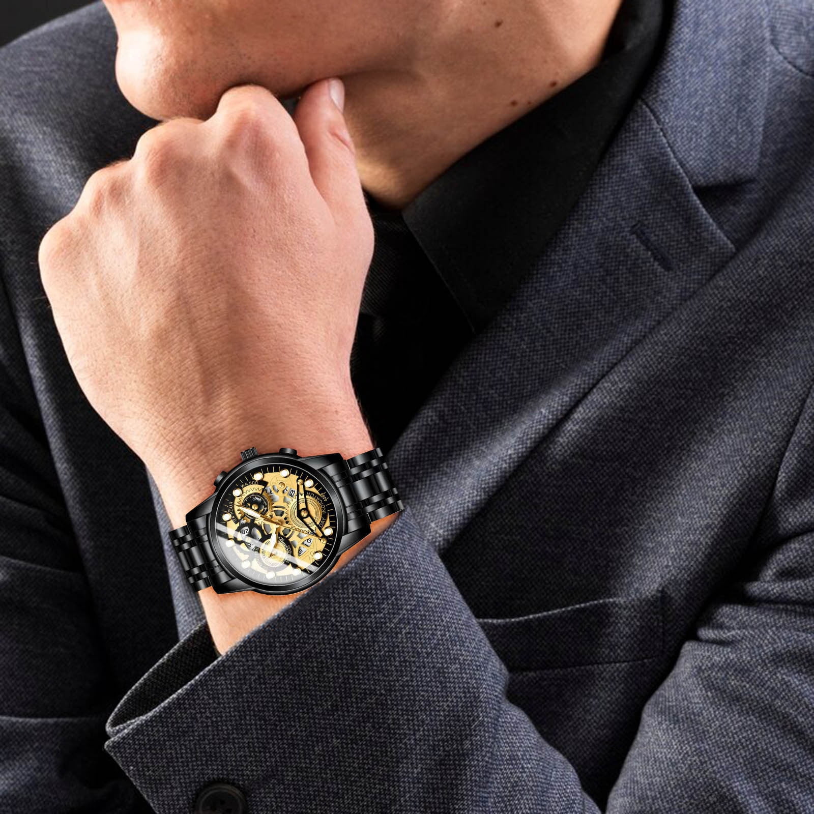 Ganfancp Hollow Vintage Quartz Watch Student Steel Watch