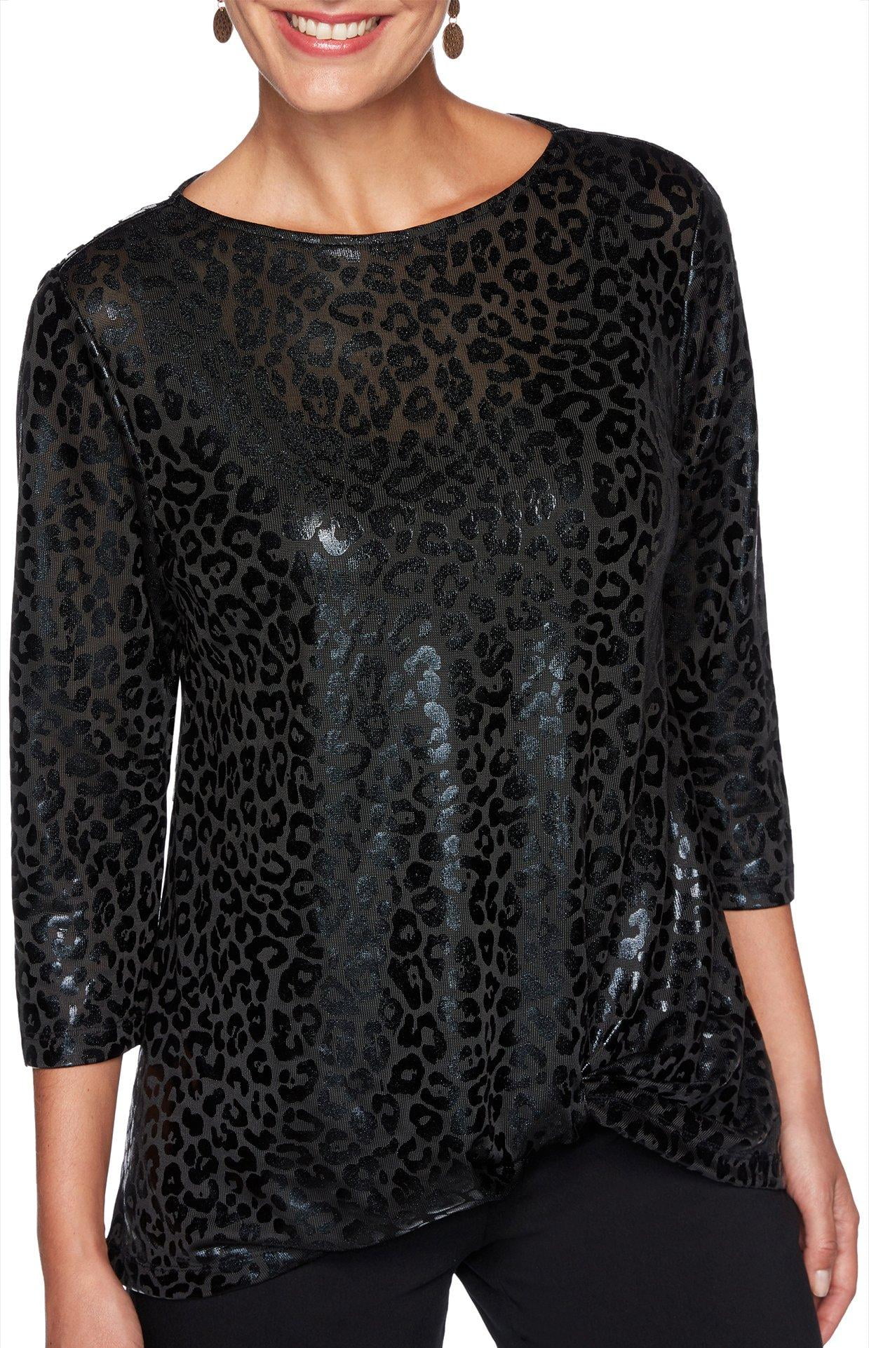 Ruby Rd. Ruby Road Favorites Womens Foil Leopard Print Top Walmart