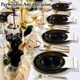 thumbnail image 6 of 700PCS Black Plastic Plates - Gold Disposable Plastic Dinnerware Set Include 200 6.3inch/9inch Black Plates, 300 Silverware, 100 Napkins, 100 Cups for Party & Wedding & Holloween, 6 of 18
