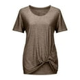 thumbnail image 4 of OSOLU O-Neck Short Sleeve Casual T-Shirt Tshirts Tee For Women With Knot Detail Solid Color Relaxed Fit Tops Relaxed Fit Dailywear, 4 of 5