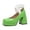 Green, variant on Chunky Heels for Women Closed Square Toe Pumps Platform High Heeled Solid Elastic Strap Wedding Party Mary Jane Dress Shoes Brown Size 7